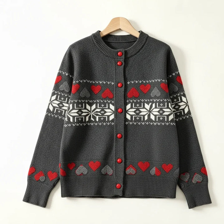 Samantha | Heart Knit Fair Isle Cardigan Womens