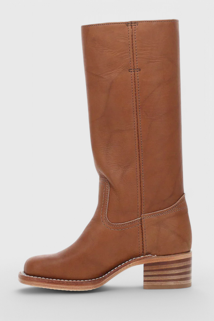 Samantha | Stylish Classic Stacked Heel Knee High Boots