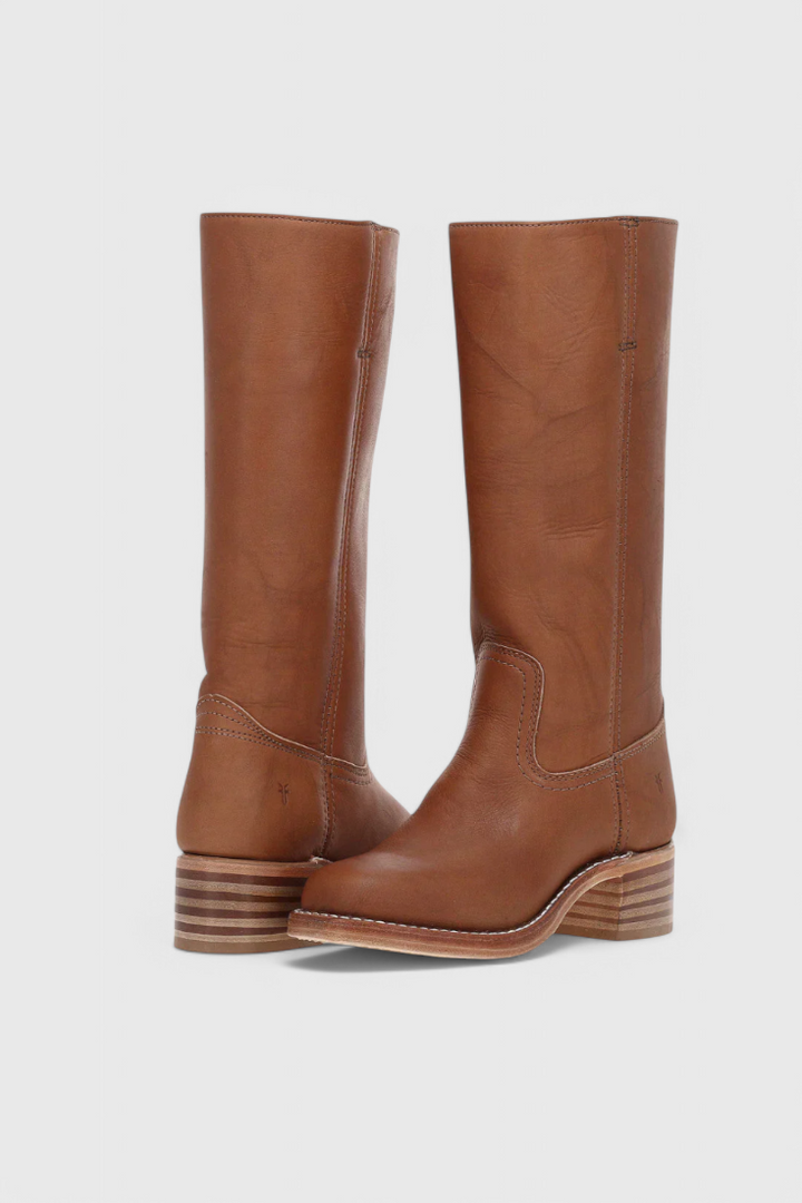 Samantha | Stylish Classic Stacked Heel Knee High Boots