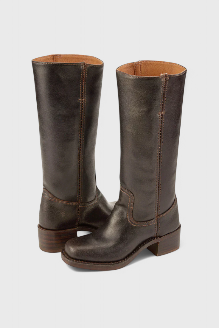 Samantha | Stylish Classic Stacked Heel Knee High Boots