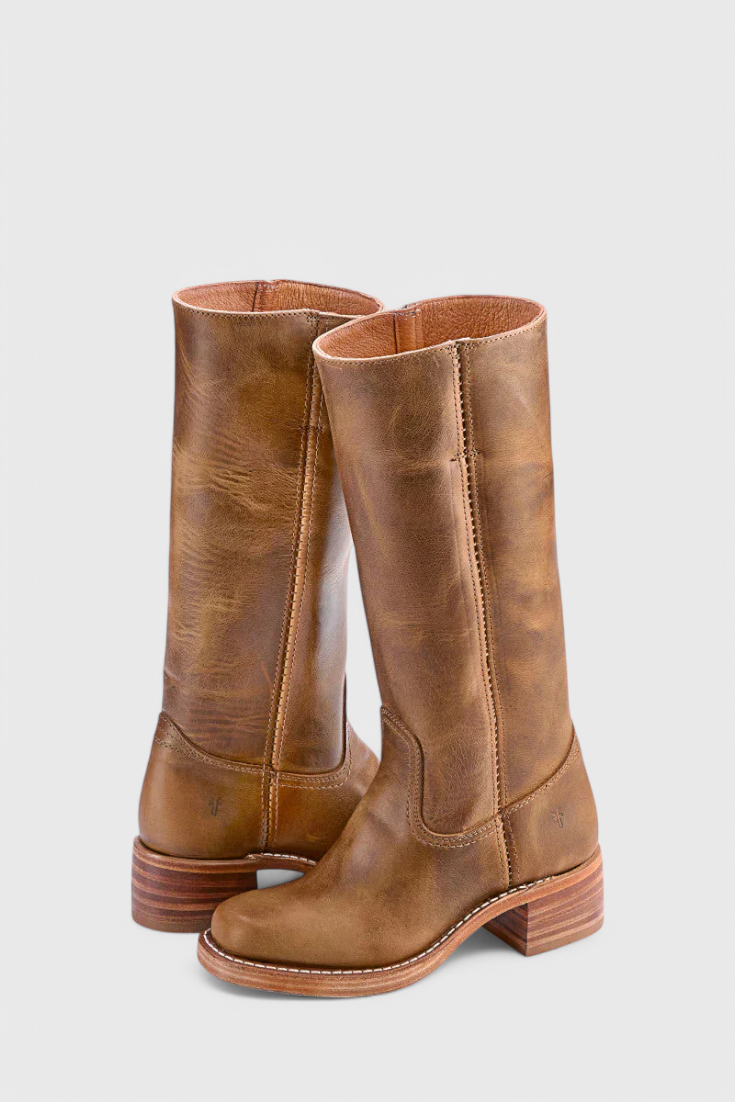 Samantha | Stylish Classic Stacked Heel Knee High Boots