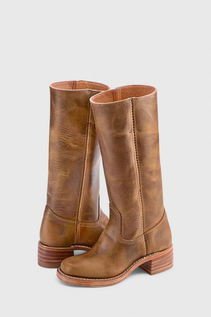 Samantha | Stylish Classic Stacked Heel Knee High Boots