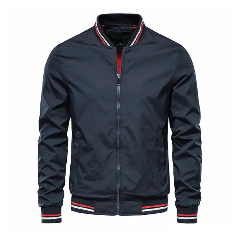 Samuel | Graceful Ribbed-Trim Zip-Up Bomber Jacket