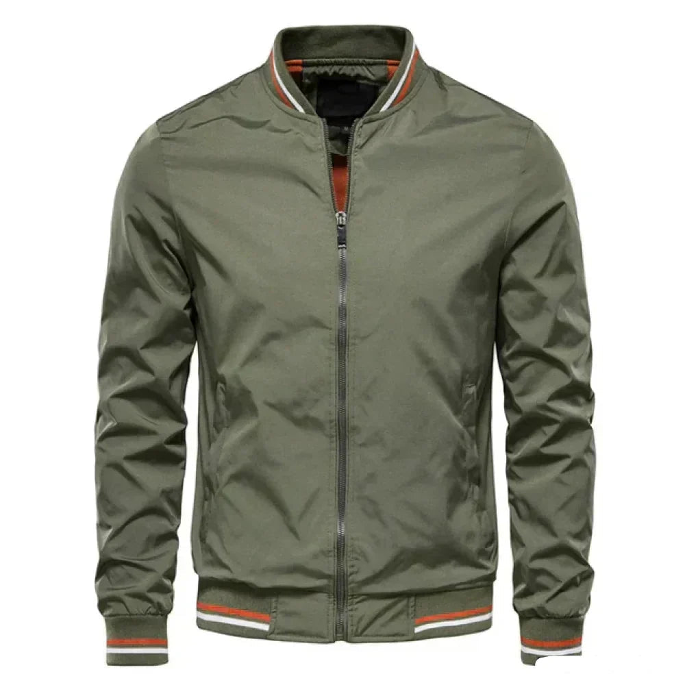 Samuel | Graceful Ribbed-Trim Zip-Up Bomber Jacket