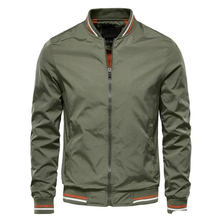 Samuel | Graceful Ribbed-Trim Zip-Up Bomber Jacket