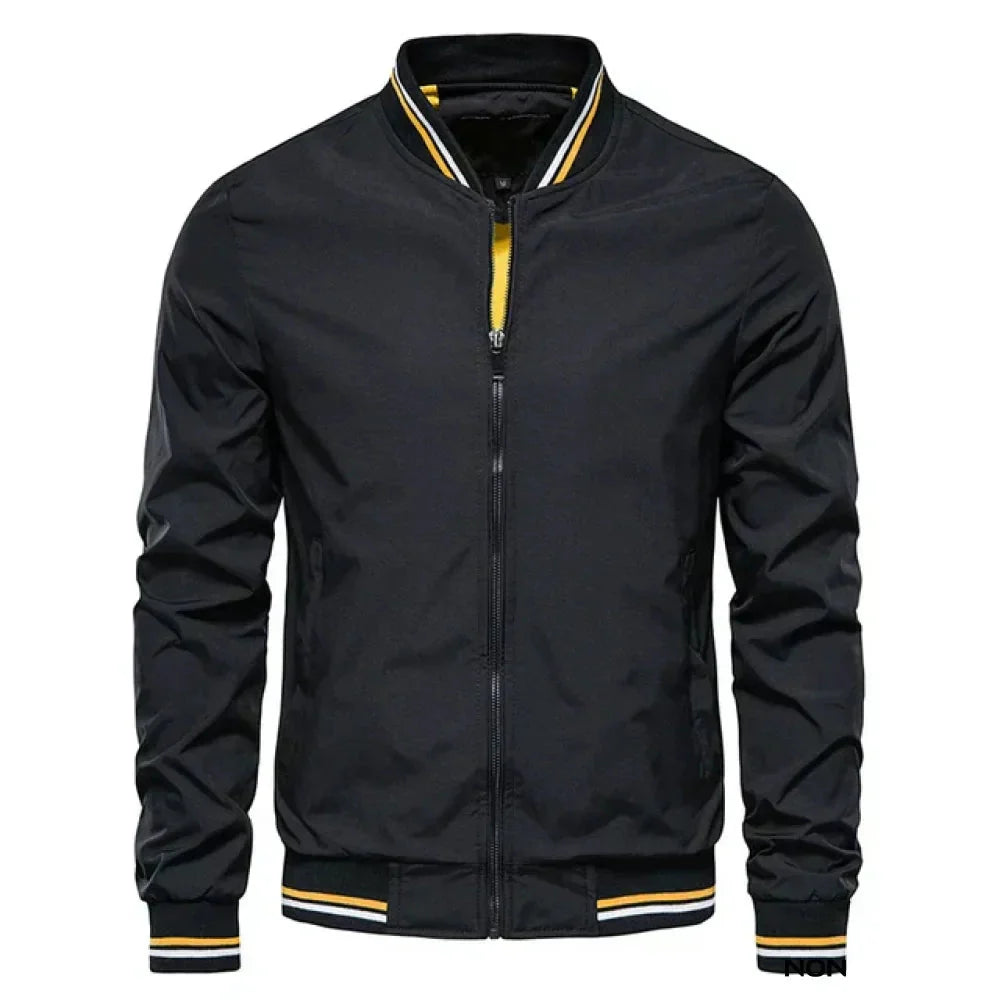 Samuel | Graceful Ribbed-Trim Zip-Up Bomber Jacket