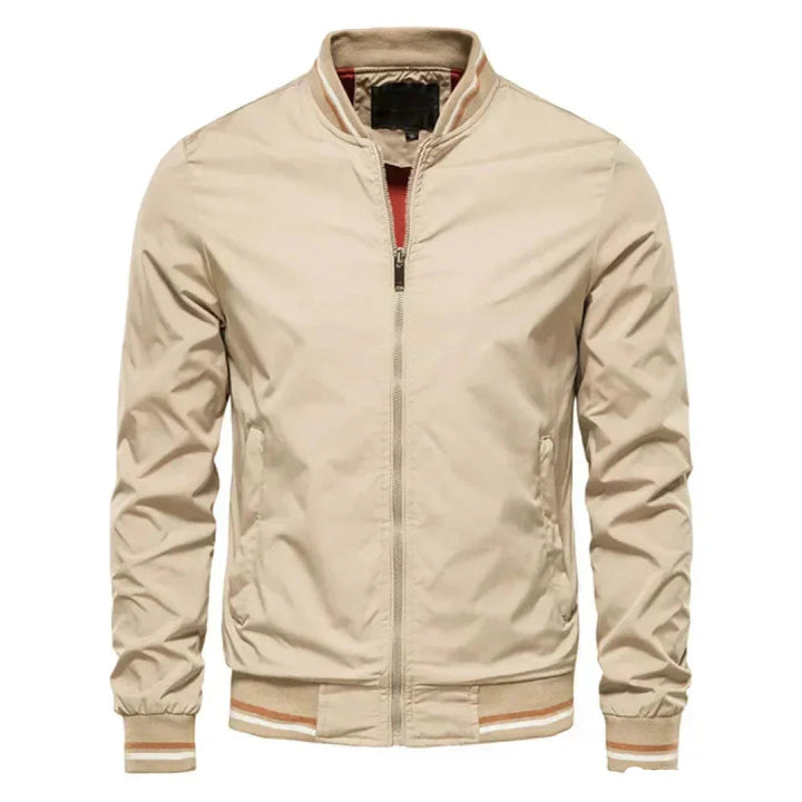 Samuel | Graceful Ribbed-Trim Zip-Up Bomber Jacket
