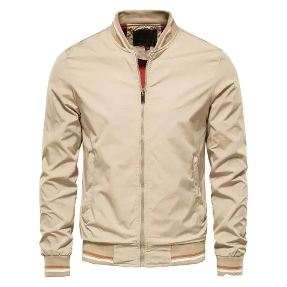 Samuel | Graceful Ribbed-Trim Zip-Up Bomber Jacket