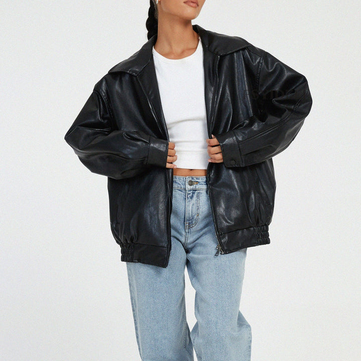 Sandra | Chic Oversized Zip-Front Bomber Jacket