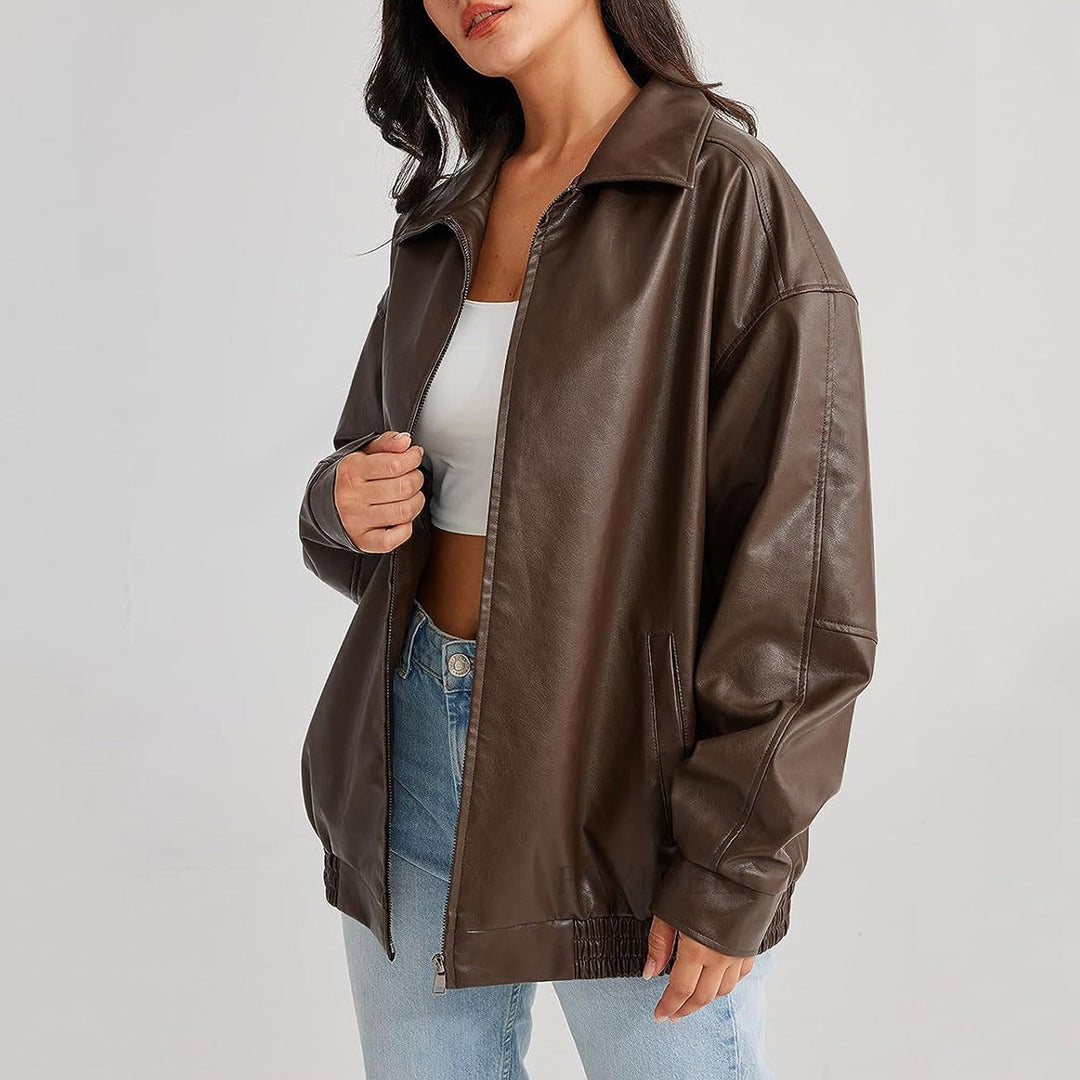 Sandra | Chic Oversized Zip-Front Bomber Jacket
