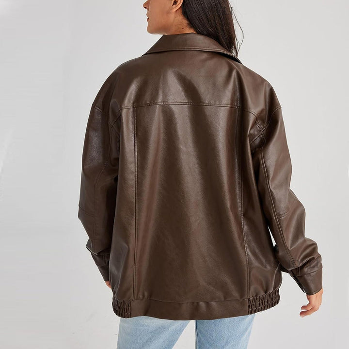 Sandra | Chic Oversized Zip-Front Bomber Jacket