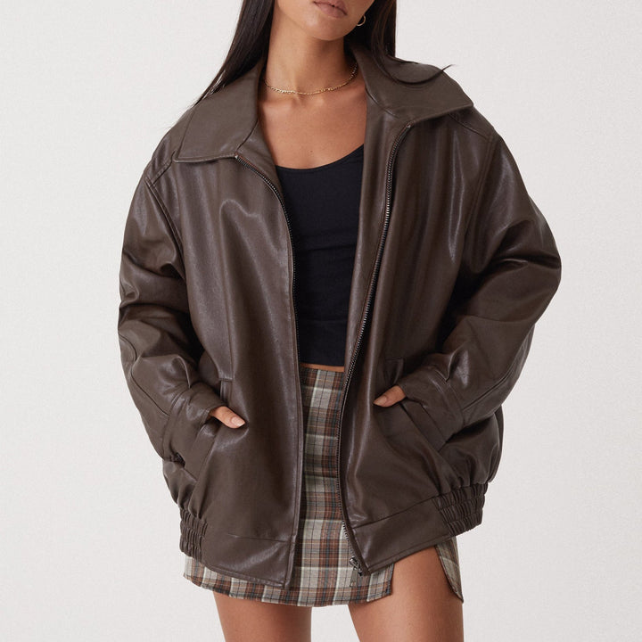 Sandra | Chic Oversized Zip-Front Bomber Jacket
