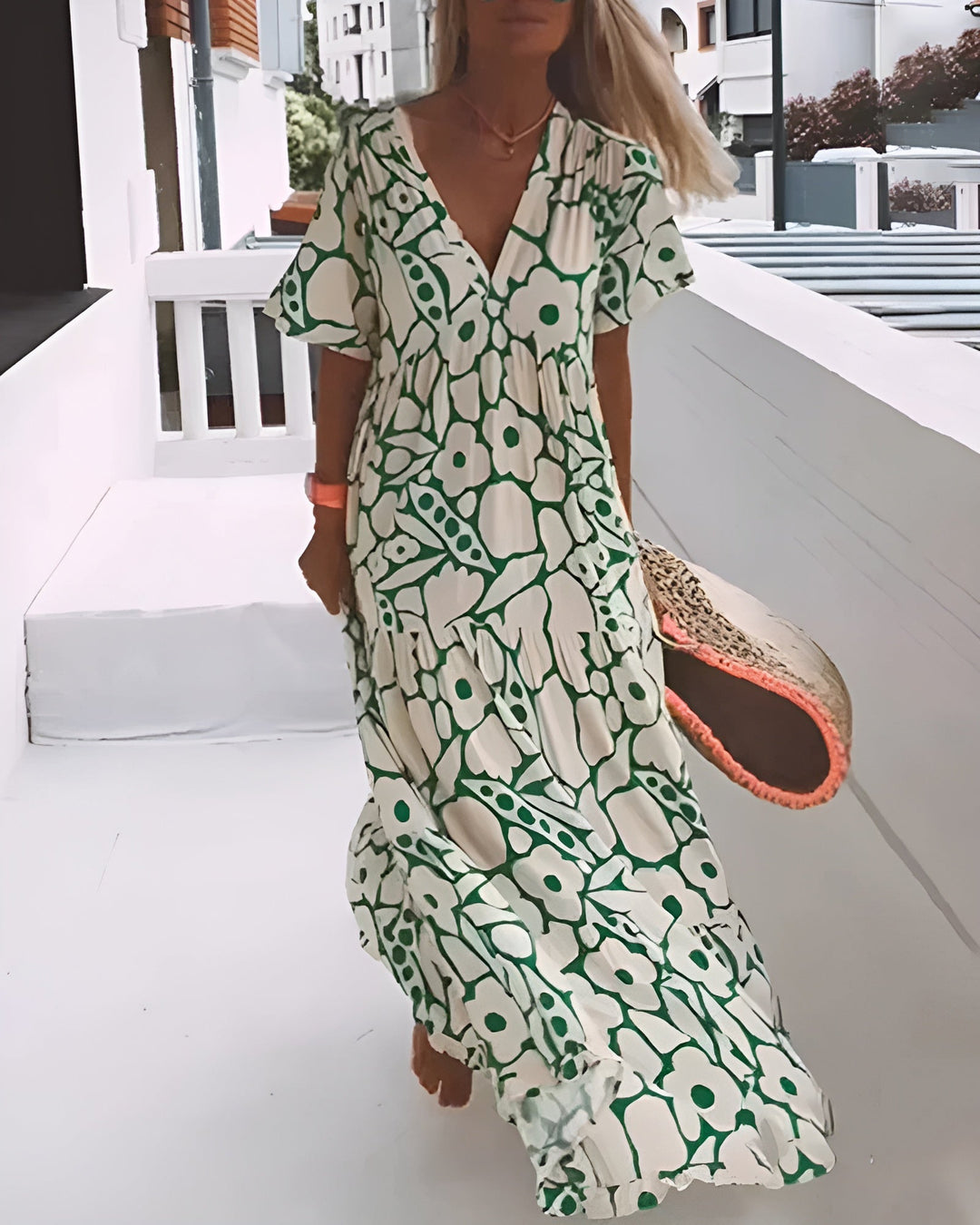 Sandra | Effortless Floral Print Maxi Holiday Dress