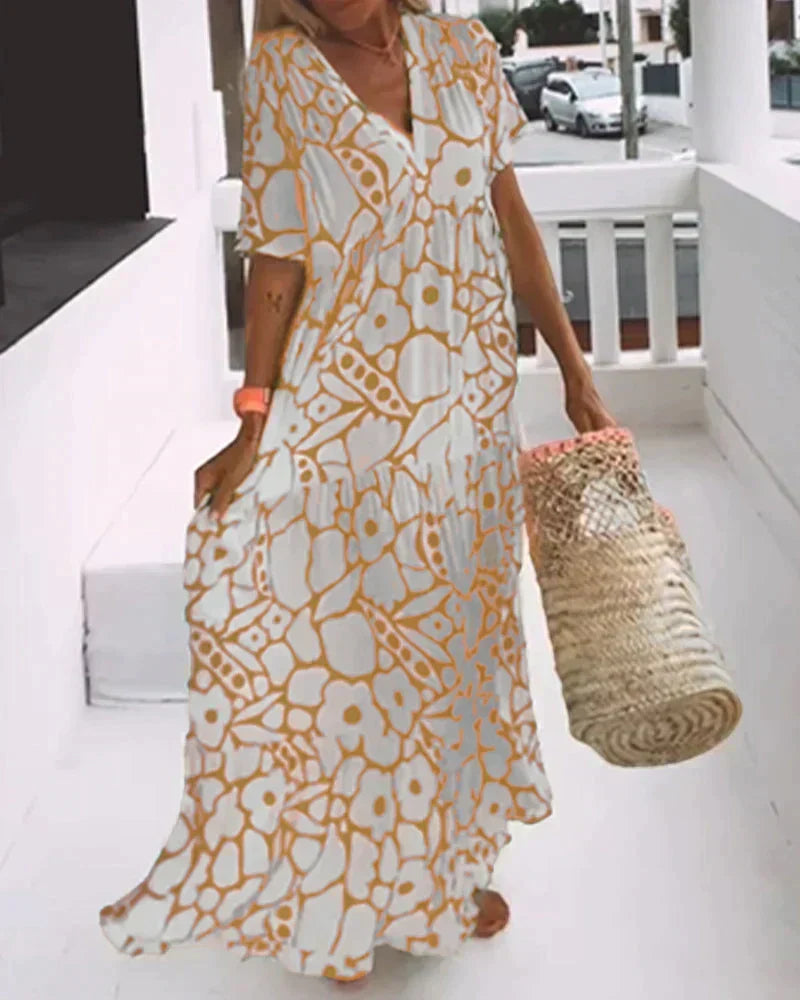 Sandra | Effortless Floral Print Maxi Holiday Dress