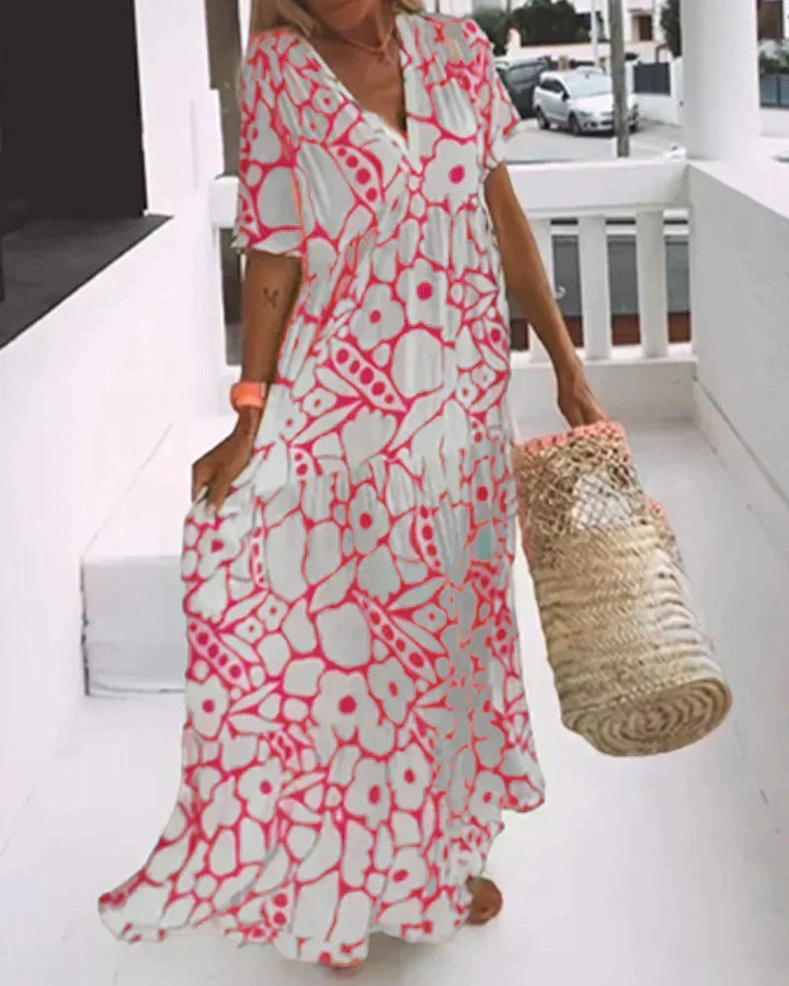 Sandra | Effortless Floral Print Maxi Holiday Dress