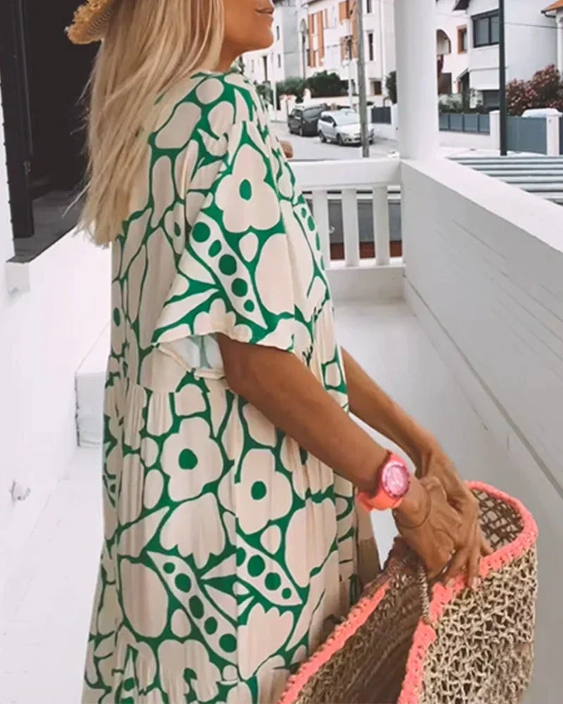 Sandra | Effortless Floral Print Maxi Holiday Dress
