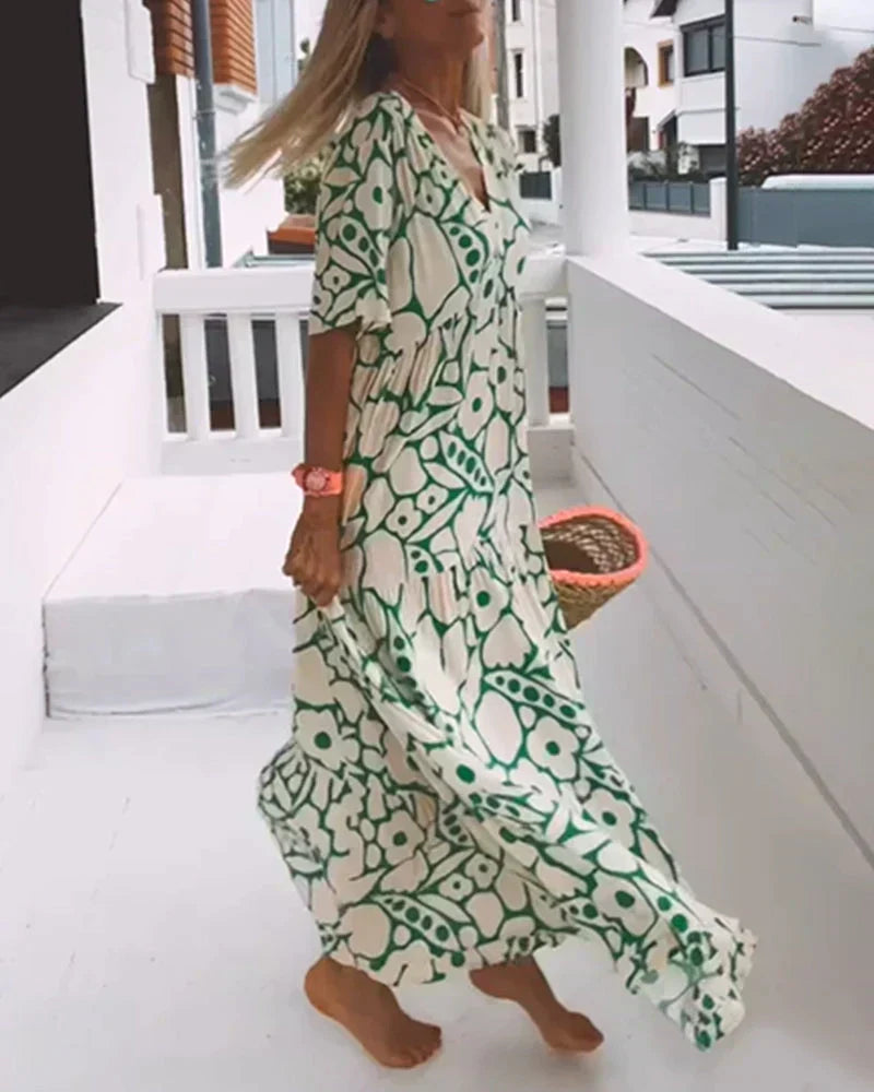 Sandra | Effortless Floral Print Maxi Holiday Dress