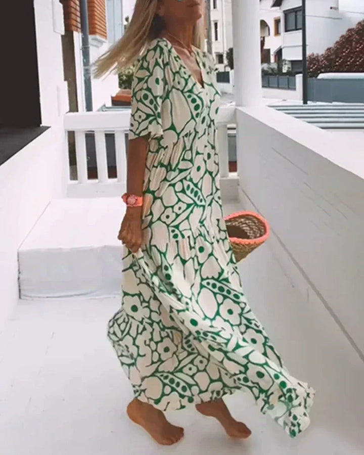 Sandra | Effortless Floral Print Maxi Holiday Dress