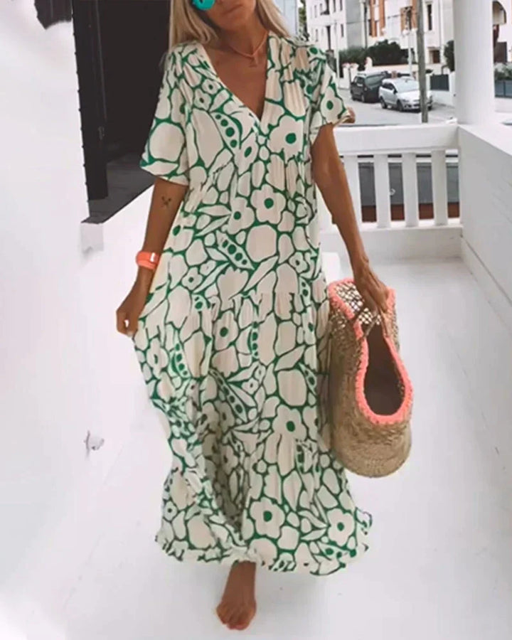 Sandra | Effortless Floral Print Maxi Holiday Dress