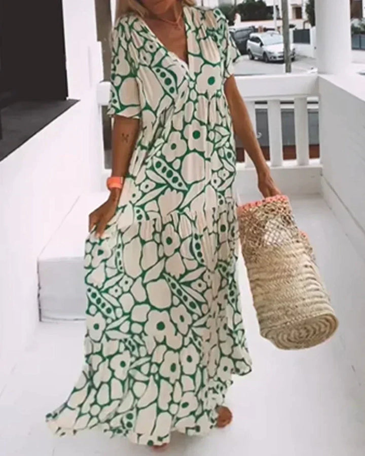 Sandra | Effortless Floral Print Maxi Holiday Dress