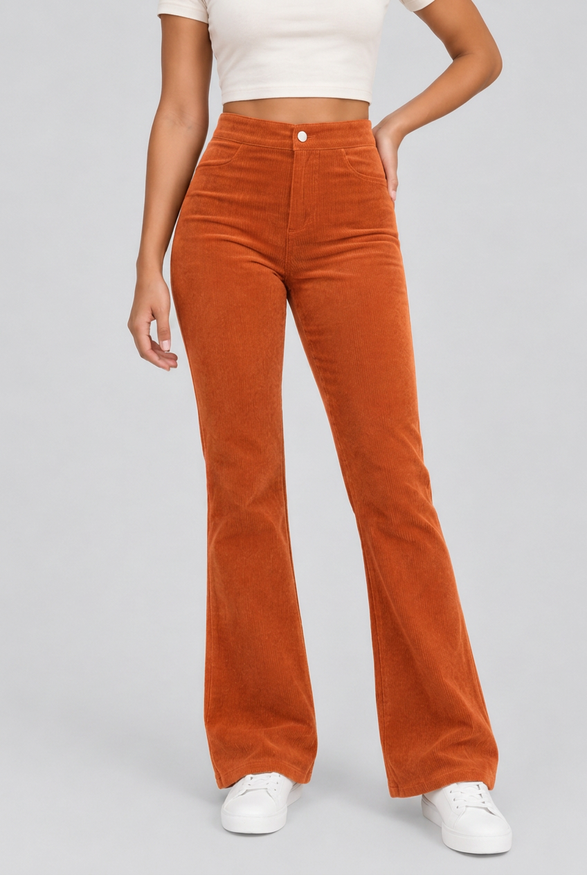 Sandra | Refined High Waisted Flared Corduroy Pants