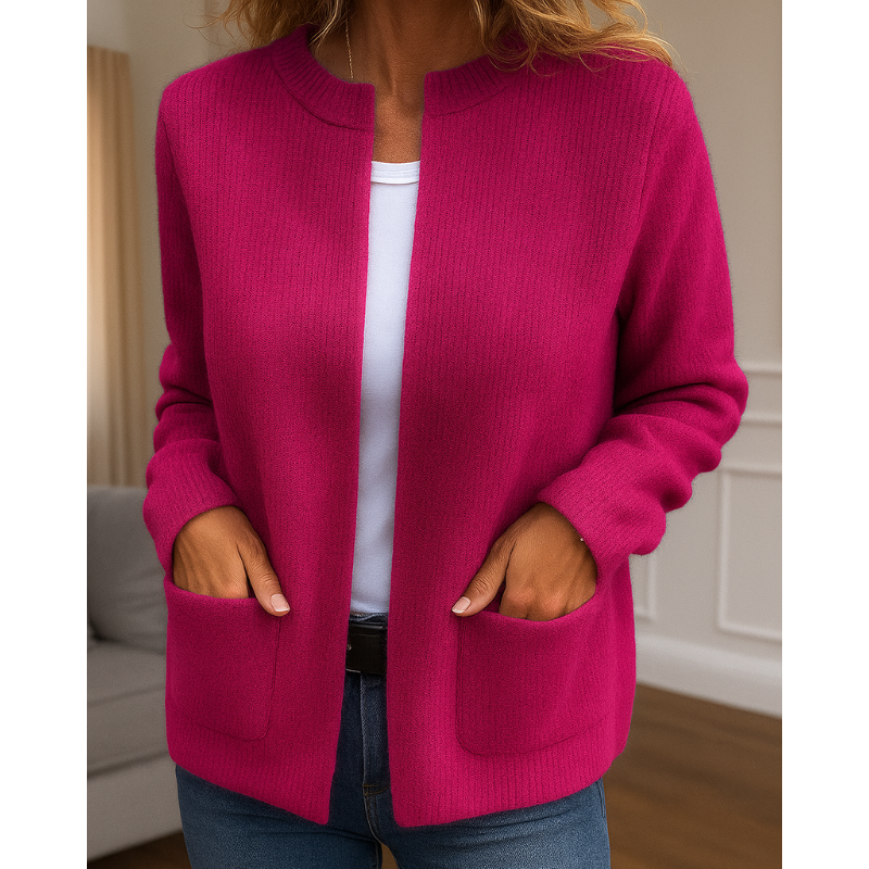Sandra | Stylish Ribbed Knit Zip-Up Cardigan Sweater