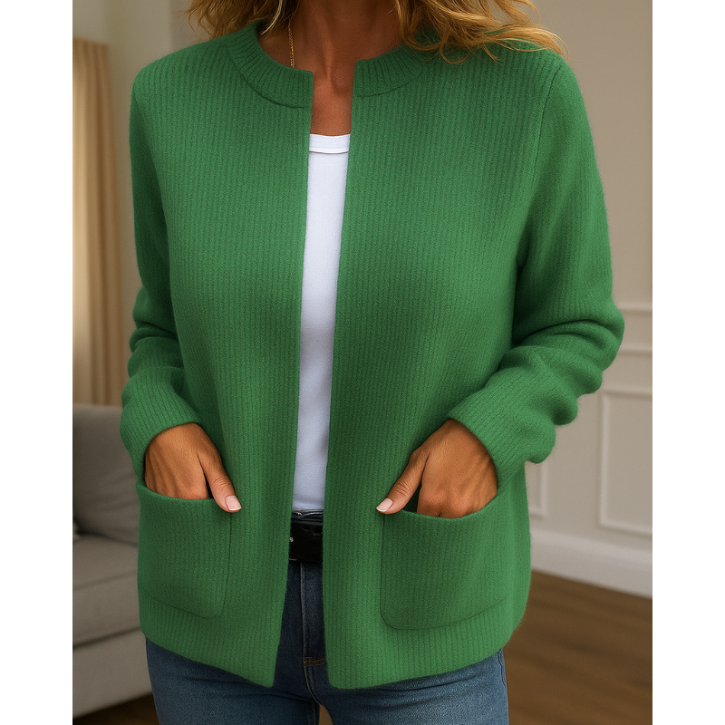 Sandra | Stylish Ribbed Knit Zip-Up Cardigan Sweater