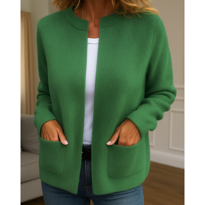 Sandra | Stylish Ribbed Knit Zip-Up Cardigan Sweater