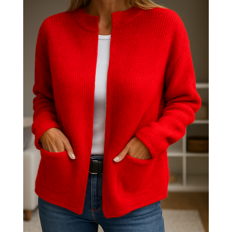 Sandra | Stylish Ribbed Knit Zip-Up Cardigan Sweater