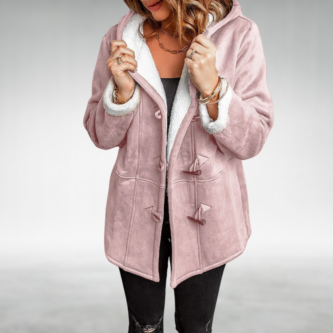 Sara | Classic Hooded Duffle Coat with Plush Trim