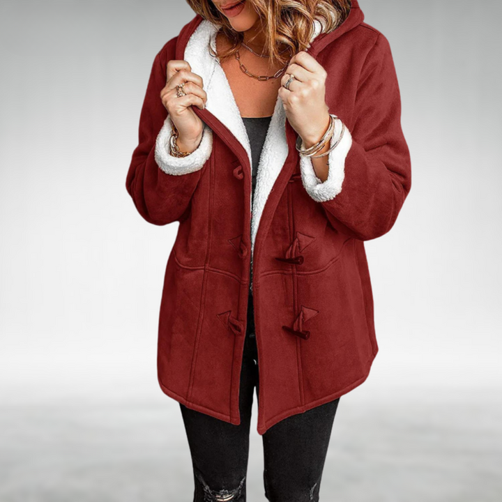 Sara | Classic Hooded Duffle Coat with Plush Trim