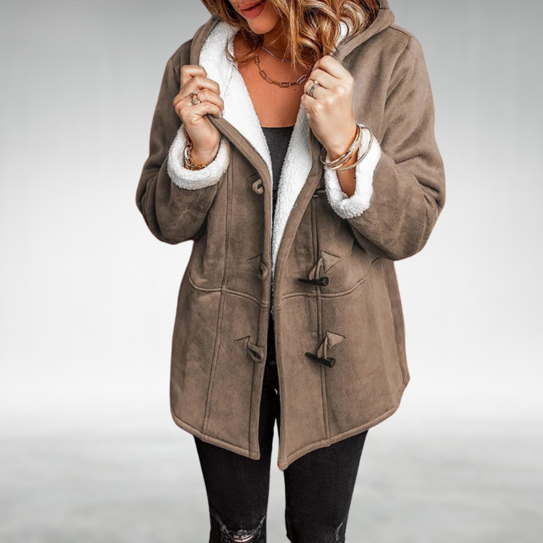Sara | Classic Hooded Duffle Coat with Plush Trim