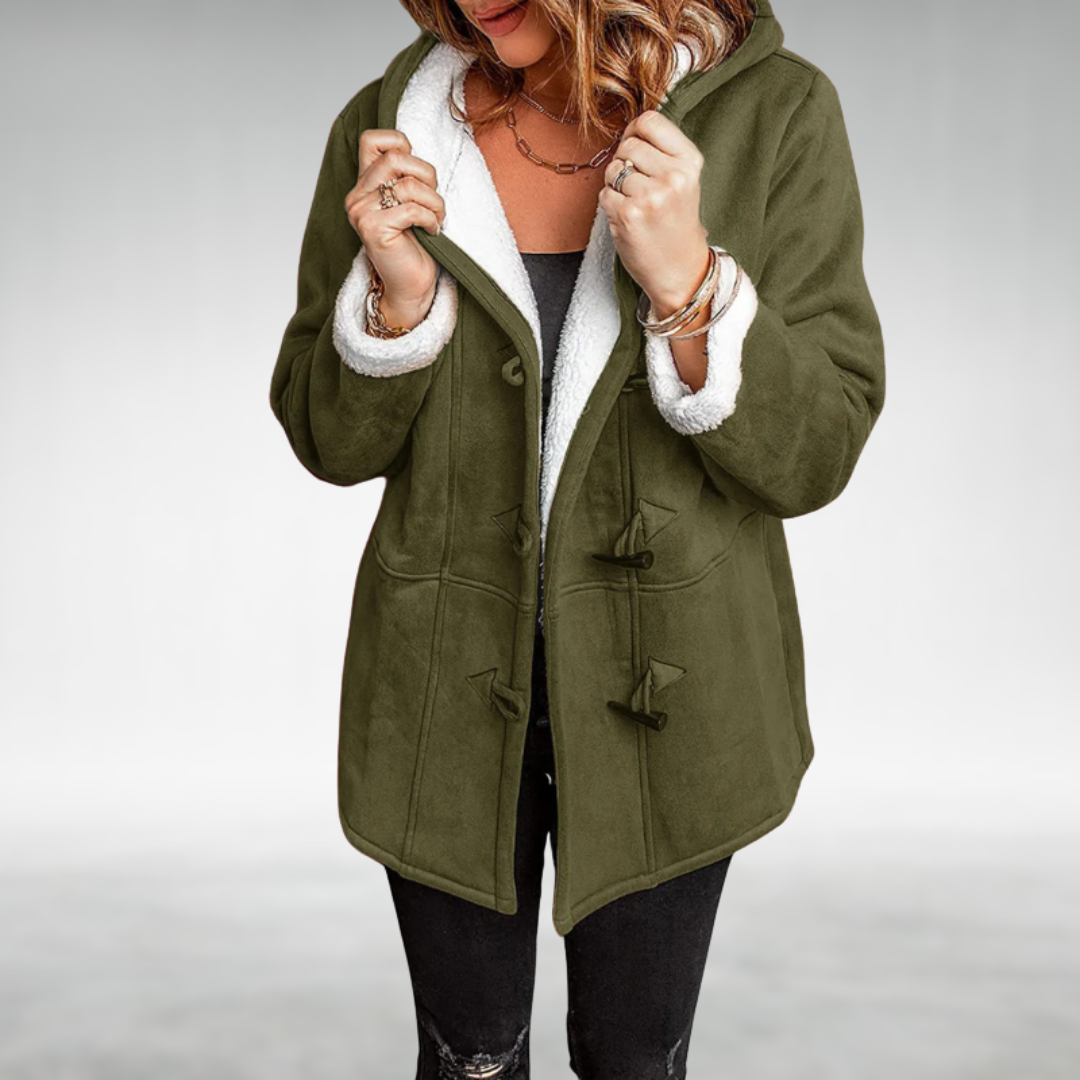 Sara | Classic Hooded Duffle Coat with Plush Trim