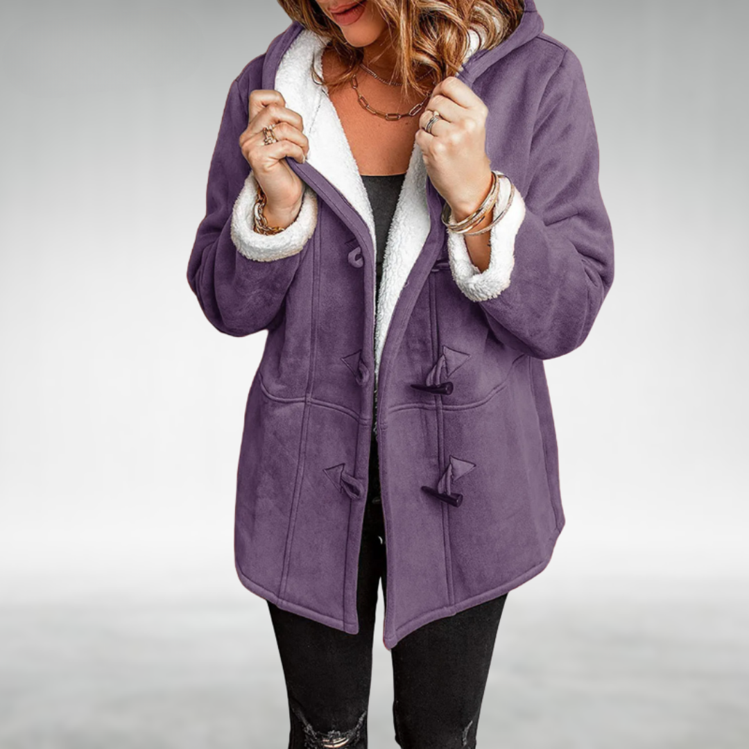 Sara | Classic Hooded Duffle Coat with Plush Trim