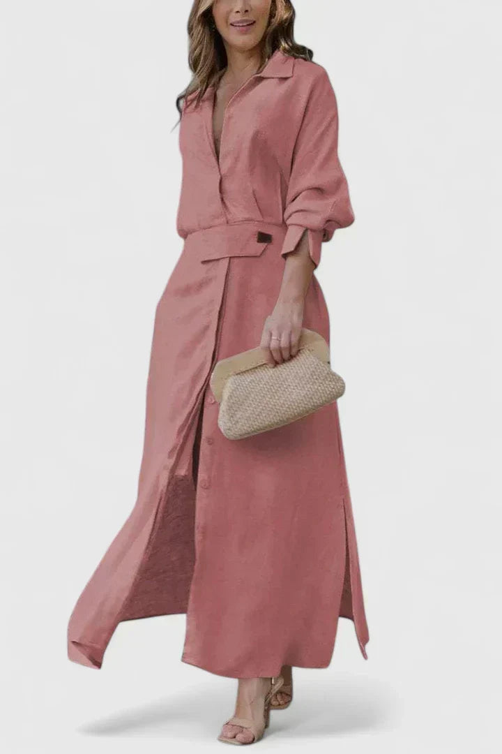 Sara | Cozy Belted Long Sleeve Holiday Dress