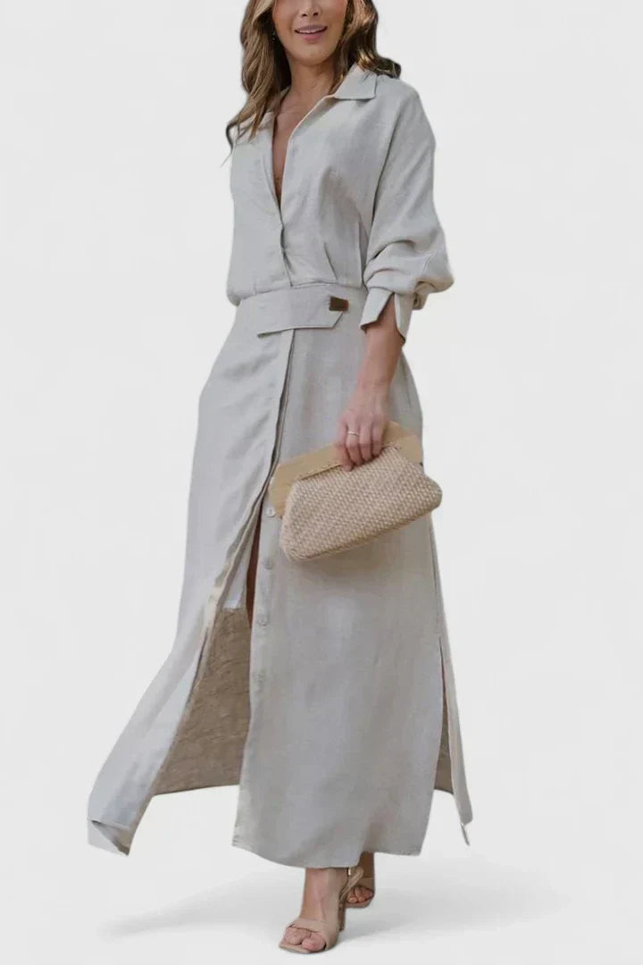 Sara | Cozy Belted Long Sleeve Holiday Dress