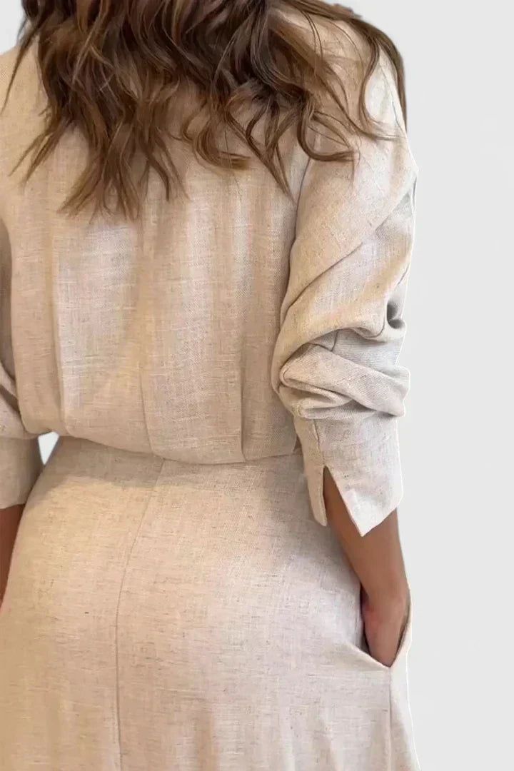 Sara | Cozy Belted Long Sleeve Holiday Dress
