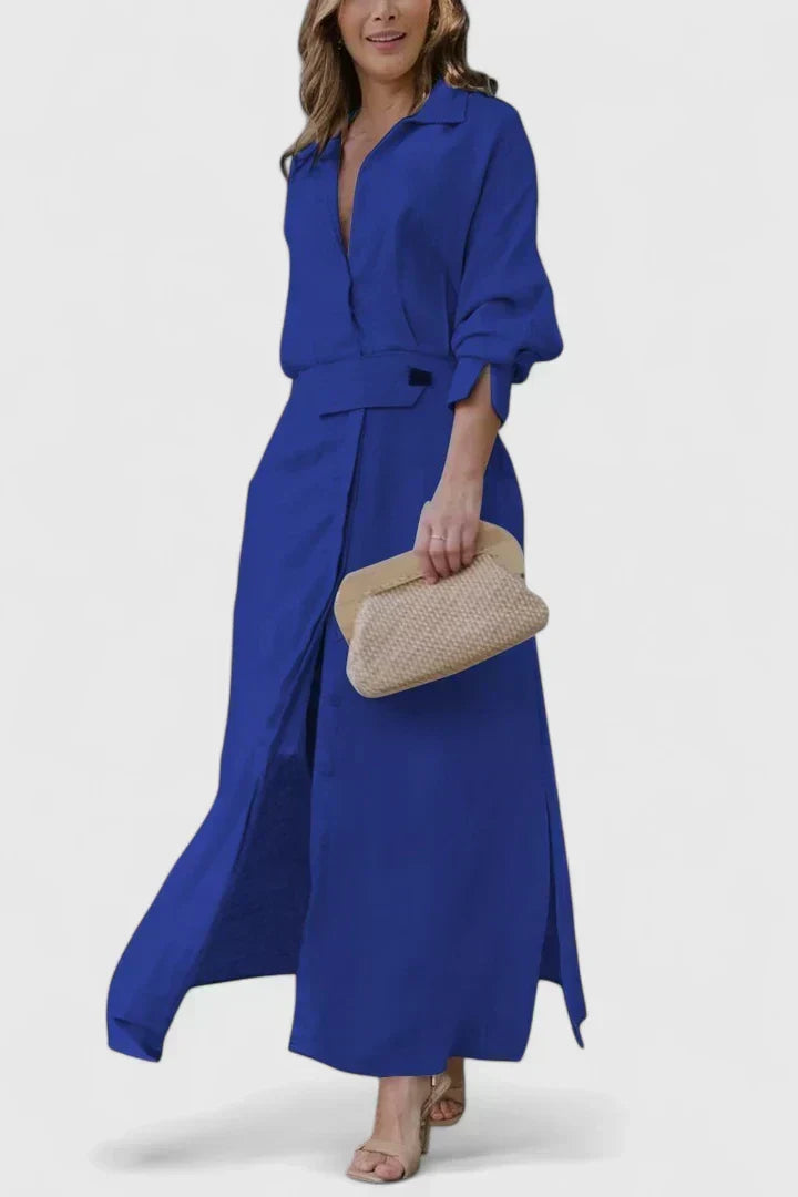 Sara | Cozy Belted Long Sleeve Holiday Dress
