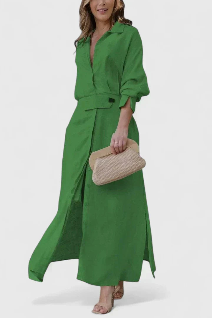 Sara | Cozy Belted Long Sleeve Holiday Dress