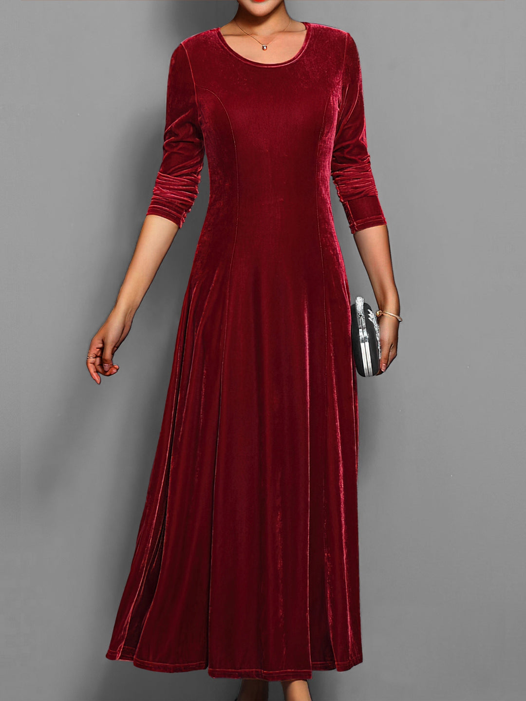 Sara | Graceful Long Sleeve Fall Wedding Guest Maxi Dress