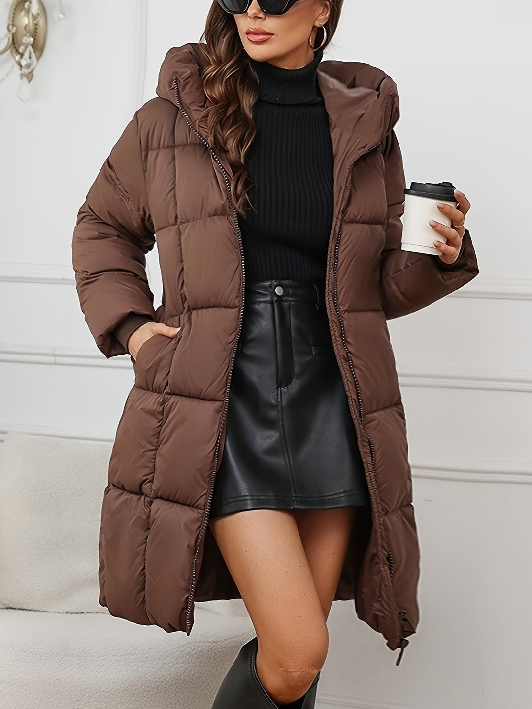 Sara | Timeless Hooded Mid-Length Puffer Jacket with Pockets