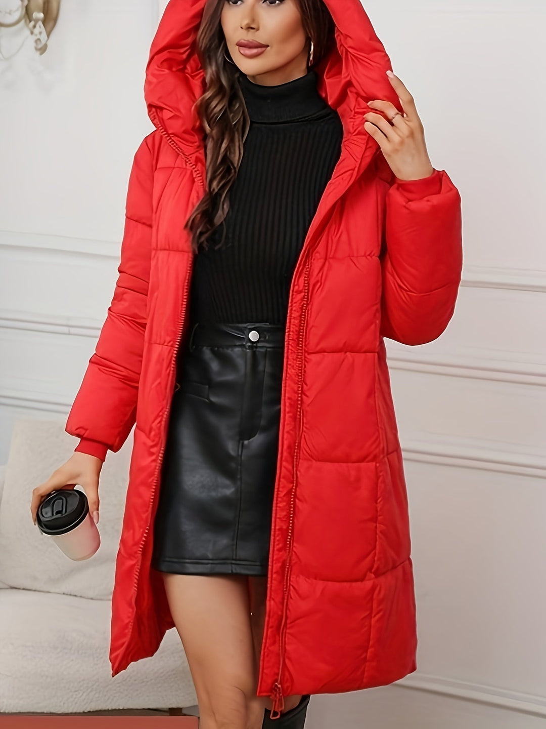 Sara | Timeless Hooded Mid-Length Puffer Jacket with Pockets