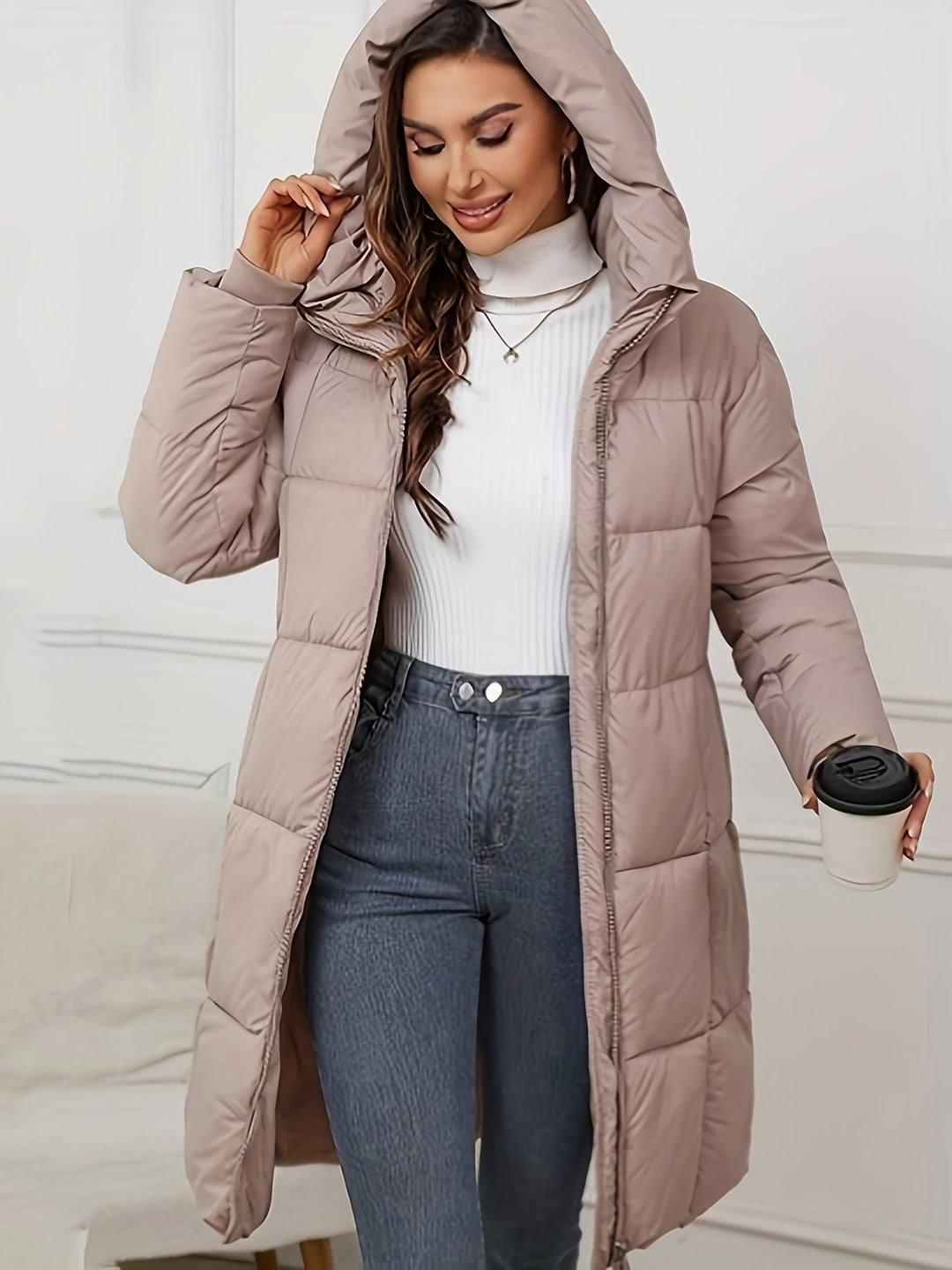 Sara | Timeless Hooded Mid-Length Puffer Jacket with Pockets