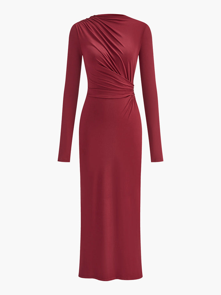 Sara | Timeless Ruched Long Sleeve Winter Wedding Guest Dress