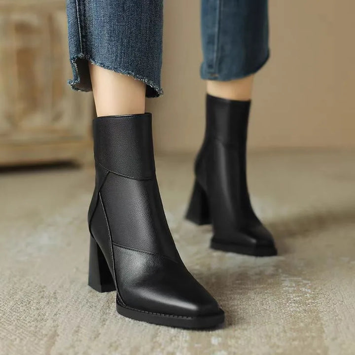 Sara | Timeless Square Toe Block Heel Ankle Boots