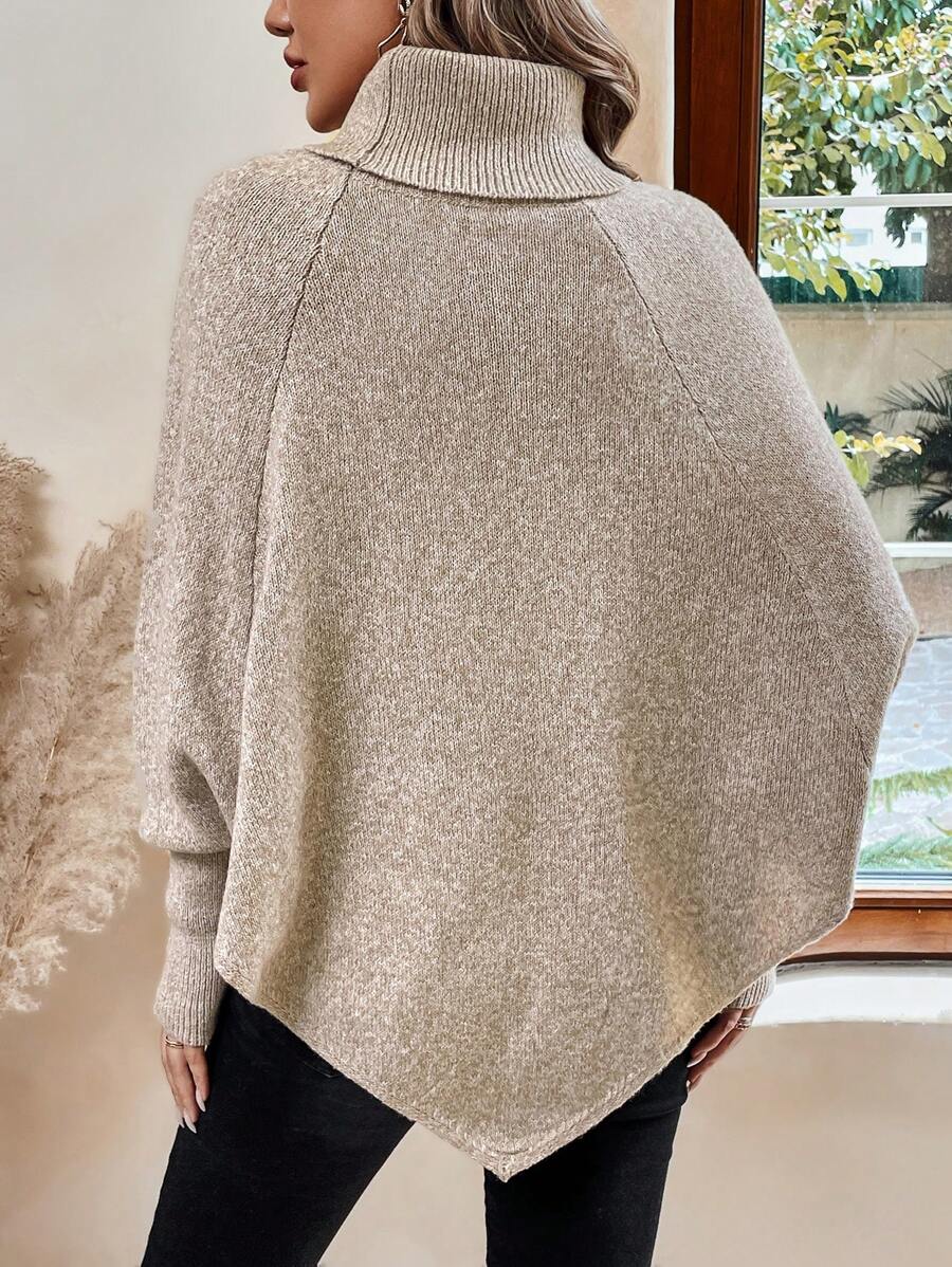 Sarah | Chic Cable Knit Poncho Turtleneck Sweater