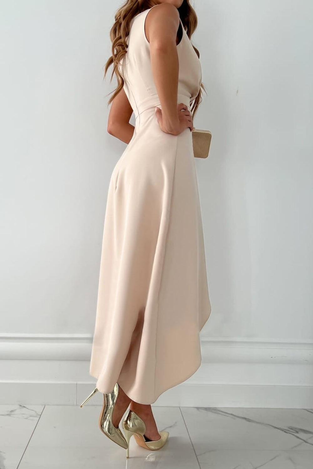 Sarah | Polished Wrap Front Fall Wedding Guest Maxi Dress