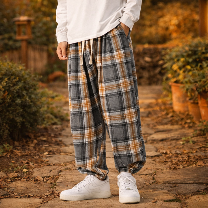 Scott | Timeless Relaxed Fit Drawstring Plaid Pants