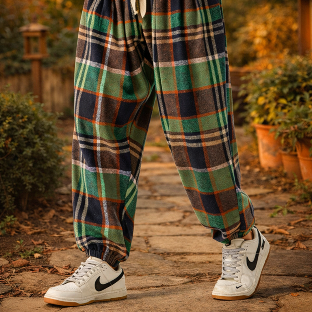Scott | Timeless Relaxed Fit Drawstring Plaid Pants