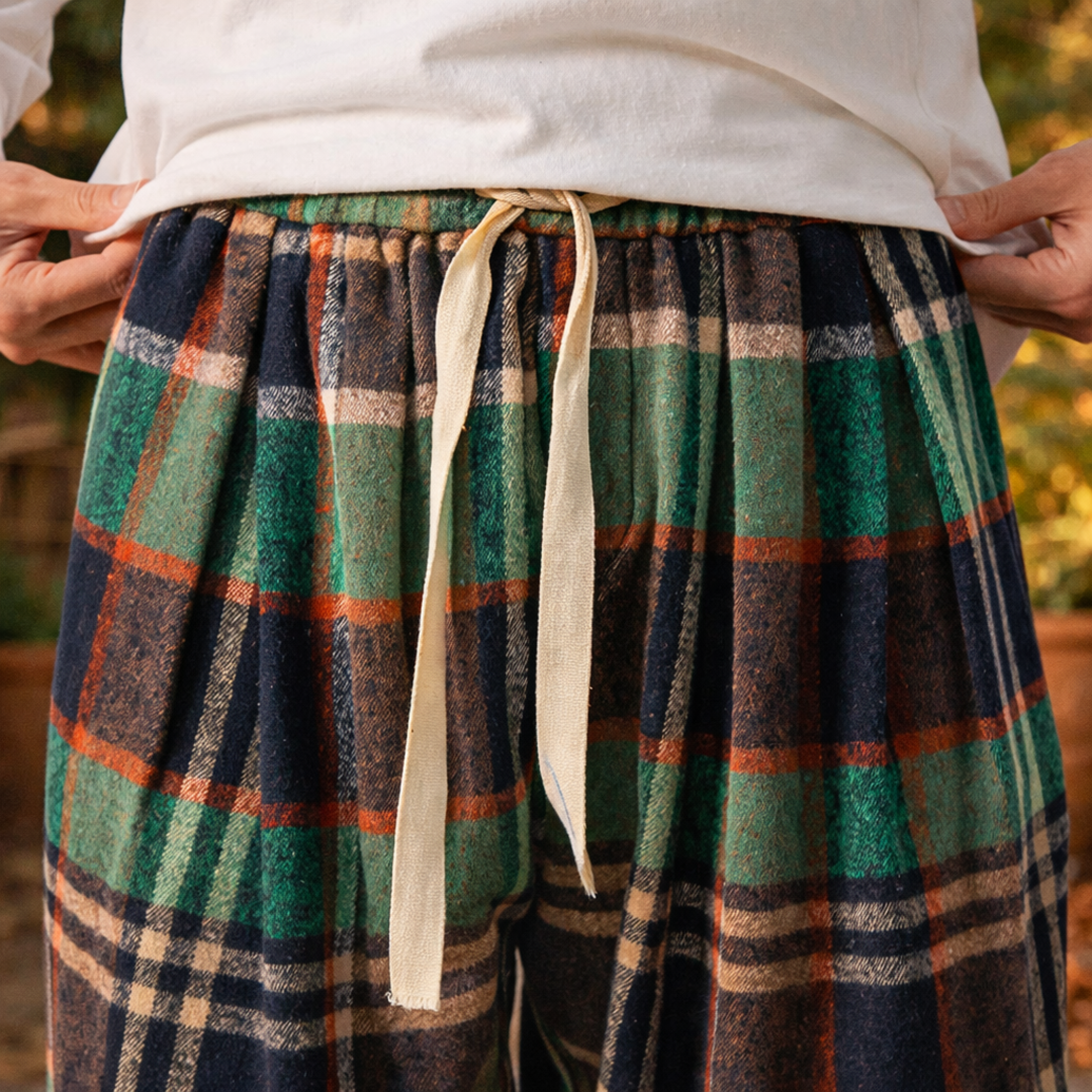Scott | Timeless Relaxed Fit Drawstring Plaid Pants